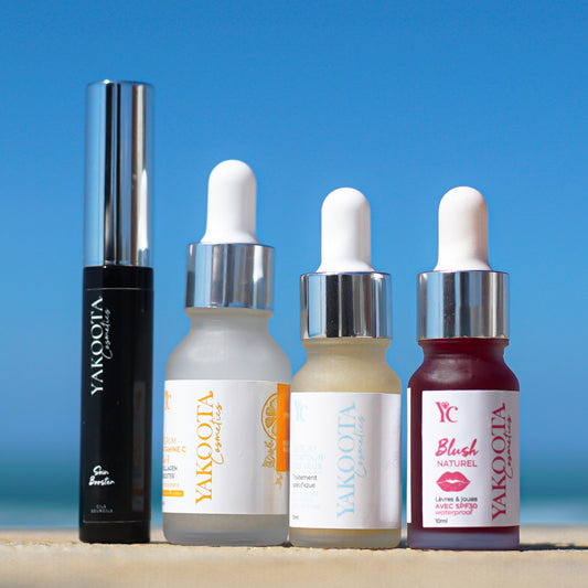 Pack Quattro pour le visage ( Sérum vitamine C+ Soin booster cils et sourcils + Blush,+ Sérum contour des yeux)